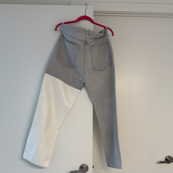 Agolde Light Gray White Leather Denim Jeans - Picture 7 of 9